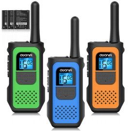 AWANFI Adults Walkie Talkies 3 Pack, Long Range Rechargeable Walkie Talkies for Kids, Two Way Radios with 22 Channels, 1200mAh Li-ion Battery for Family Camping, Cycling, Hiking