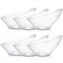 BESTVIP Clear Plastic Serving Bowls for Party - 12 Pack 54oz Angled Disposable Serving Bowls, Party Serving Bowl for Chips, Snacks, Fruit, Salad - Bowls for Parties, Daily Use, Catering