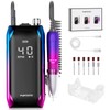 PURTATO Professional Nail Drill 40,000 RPM, Rechargeable,LCD Display E File