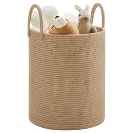 YOUDENOVA Cotton Rope Laundry Hamper - 43L Large Woven Collapsible Laundry Basket - Clothes Storage Basket for Blankets, Laundry Room Organizing, Bedroom Storage, Clothes Hamper - Jute