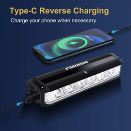 6 LED Bike Light USB-C Rechargeable Bicycle Headlight | 1400 Lumens Bright Front Light, USB-C Charging, 5 Modes, IPX5 Waterproof Design for Night Cycling and Commuting