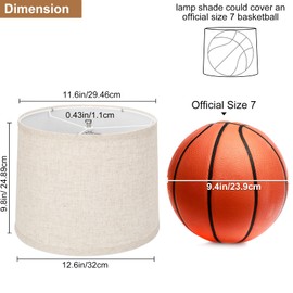 Lampshades Set of 2, Drum Lampshades 11.6" Top x 12.6" Bottom x 9.8" High, Seaside village Medium Lampshades (Spider Fitter), Beige Lampshades Natural Linen Hand Crafted, Easy Assembly Required