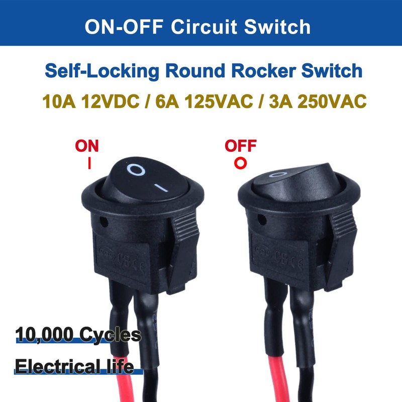 DMWD 5Pcs 15mm Round Rocker Switch Mini Latching Toggle Switch