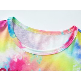 Topgal Little & Big Girls Summer Tee & Shorts Tie Dye Slumber Party Squad Pajamas Kids PJ Set Sleepwear Size 6