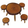 Dollhouse Wood Round Dining Table Chair Mini Miniature Dollhouse Furniture