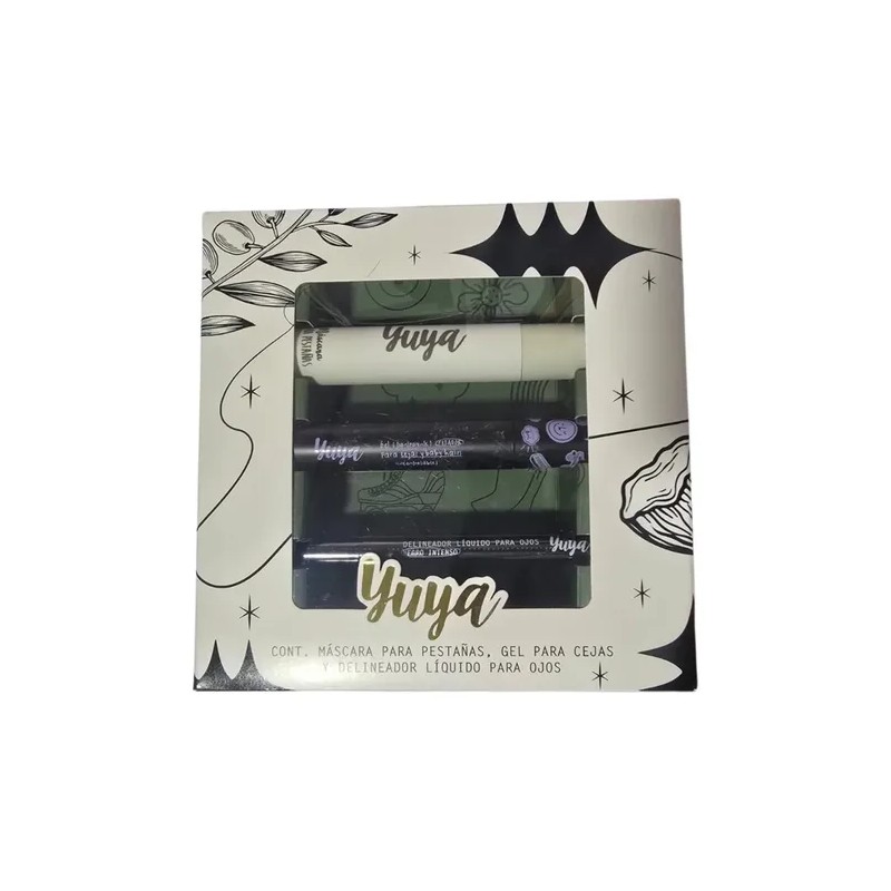 Set Yuya Mascara De Pestañas Negro, Gel Cejas, Delineador Li