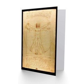 Da Vinci Vitruvian Man Human Proportions 1490 Fine Art Greeting Card Plus Envelope Blank Inside