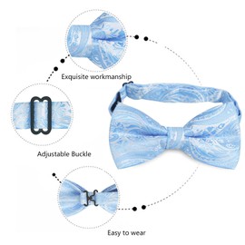 Alizeal - Pajarita ajustable preatada bicolor para hombre/niño, Boys Light Blue, Talla única