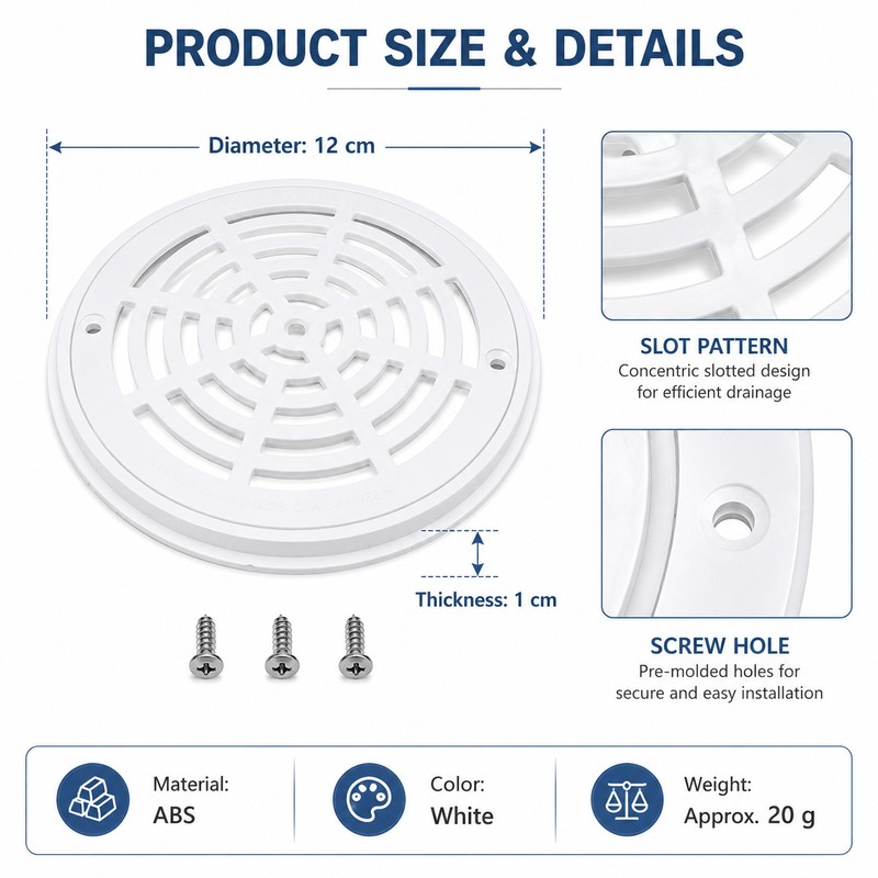 8-Inch Pool Main Drain Cover for In-Ground Pools – ABS