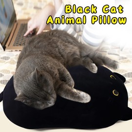 iBccly Black Cat Plush Toy Pillow,Soft Doll Plushie Pillow,Stuffed Animal Soft Pillow Baby Toys Shape Design Sofa Decoration