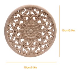 Wooden Ornament Wooden Ornaments for Furniture Vintage Decorative Carved Wood Sculpture Applique Onlay Long Carved Wood Carving Applique Wood Carving Applique Wood Carved Unpainted for Furniture (O)