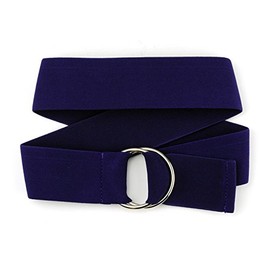 NYFASHION101 Cinturón elástico de lona unisex con hebilla redonda de metal plateado, Berenjena, Talla única