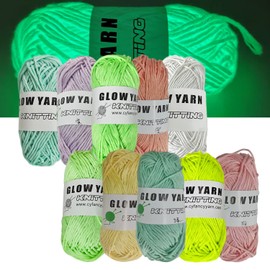 10 Rolls Glow in The Dark Yarn for Crochet, 55 Yards Luminous Yarn for Knitting for Beginners Party Supplies & DIY Arts Crafts Sewing Supplies (Mixed color)