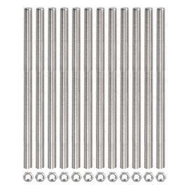 sourcing map 12 Pack M8 x 200mm Fully Threaded Rod with 12 Pack Hex Nuts, 1.25mm Thread Pitch 304 Stainless Steel Right Hand Threaded Rods Bar Studs