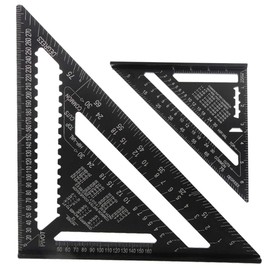 ASNOMY 7 Inch & 12 Inch Triangle Ruler, Black Triangle Ruler Rafter Square Protractor, High Precision Aluminum Alloy Triangle Rulers,Layout Measuring Tool for Engineer Carpenter（Metric and Imperial）