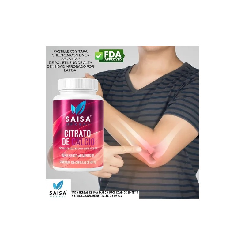 Citrato de Calcio Saisa Herbal, Suplemento para Huesos y Dientes
