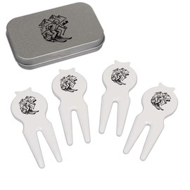 Azeeda 'Downhill Skiing' Golf Divot Tool/Repair Fork Gift Set (GO00069095)
