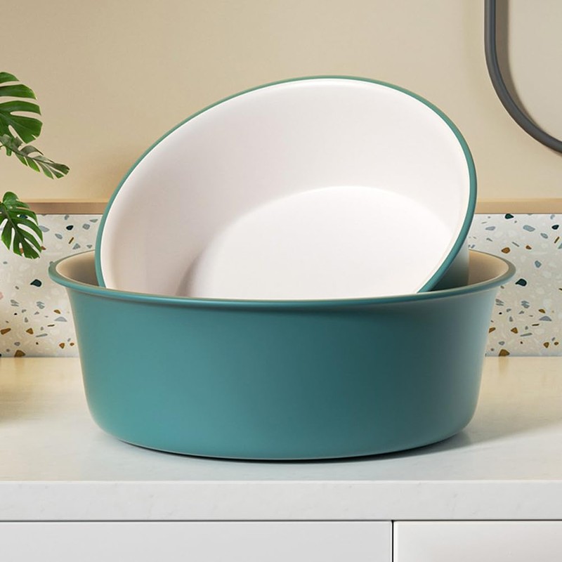 Housoutil Round Washing up Basin, Plastic Wash Basin, Portable Dish