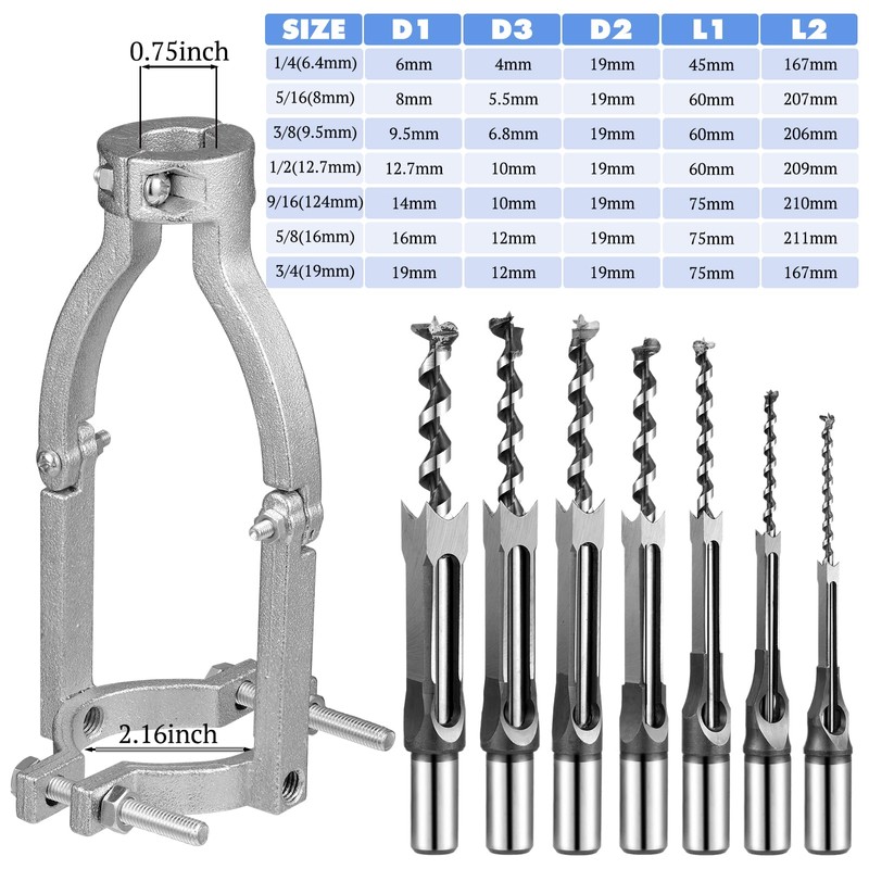 Gisafai 7 Pcs Square Hole Drill Bit with Adapter 1/4,