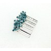 Faship Gorgeous Teal Rhinestone Crystal Floral Hair Comb