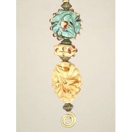 Arts & Crafts Lampwork Glass Natural Earthen Green Ceiling Fan Pull