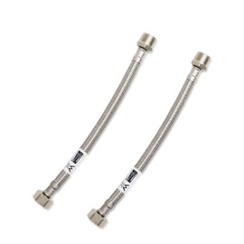 Masterwarehouse DN8 Flexible Braided Tap Hose 250mm Length, 1/2" Female Compression and Male Nut, 304 Stainless Steel (Pack of 2), Line Connects Kitchen Sink to Water Supply