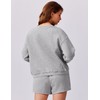 PINSPARK 2 Piece Short Sets for Women Long Sleeve Sweatshirt