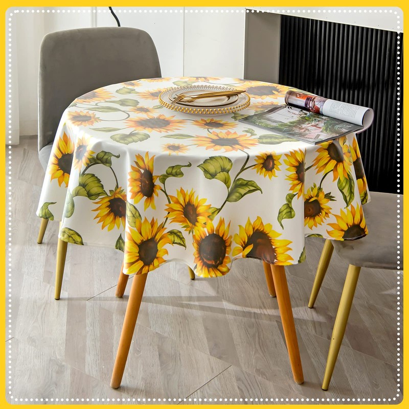 FHDUSRYO Flower Tablecloth, Classic Floral Table Cloth, Polyester Water Resistant