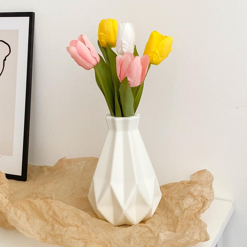 1 Piece White Vase, Irregular Vase, Geometric Plastic Vase, Desktop
