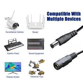 DC Power Splitter Cable 2-Pack, 1 Female to 2 Male 5.5mm x 2.1mm, Power Adapter Cord for CCTV Cameras, LED Strip Lights, Security Systems, and More Low Voltage Devices