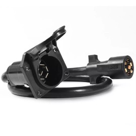 MICTUNING 7 Way Trailer Plug Socket Extension Cable Trailer Wiring Connector Cord Wire 3FT