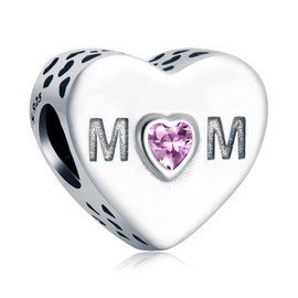 Annmors Family Charms & Love Hearts Pendant S925 Sterling Silver Bracelet Bead with Cubic Zirconia for European Bracelets Necklace, Mother's Day Jewellery Gift Christmas for Men and Women, Sterling