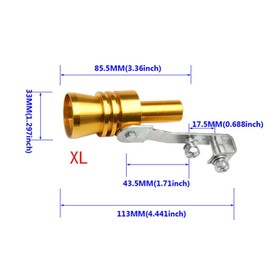 URBEST Aluminum Alloy Universal Turbo Sound Exhaust Muffler Pipe Whistle Car Roar Maker 2pcs (Yellow, XL)