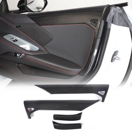 Car Interior Side Door Panel Trim Cover Compatible with Corvette C8 Stingray 2020 2021 2022 2023, Inner Side Door Panel Strip Cover Trim Decoration Accessories (C Carbon Fiber Pattern)