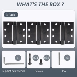 3 Pieces Self Closing Door Hinges 4-1/2 inch Oil Rubbed Bronze Auto Close Hinge Adjustable 4 ½"x 4 ½" Inch Spring Hinges Square Corner Commercial Door Closer Hinge