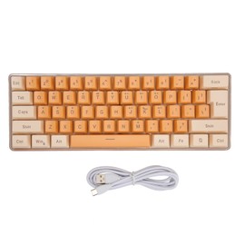 Gaming Keyboard USB 61 Keys Contrast Color RGB Light Key Line Separation Mechanical Wired Keyboard for Office Games Beige Orange