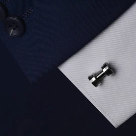 Rockyu Men's Dumbbell Cufflinks Stainless Steel Gun Black & Silver Fitness-Themed Business French Shirt Accessories