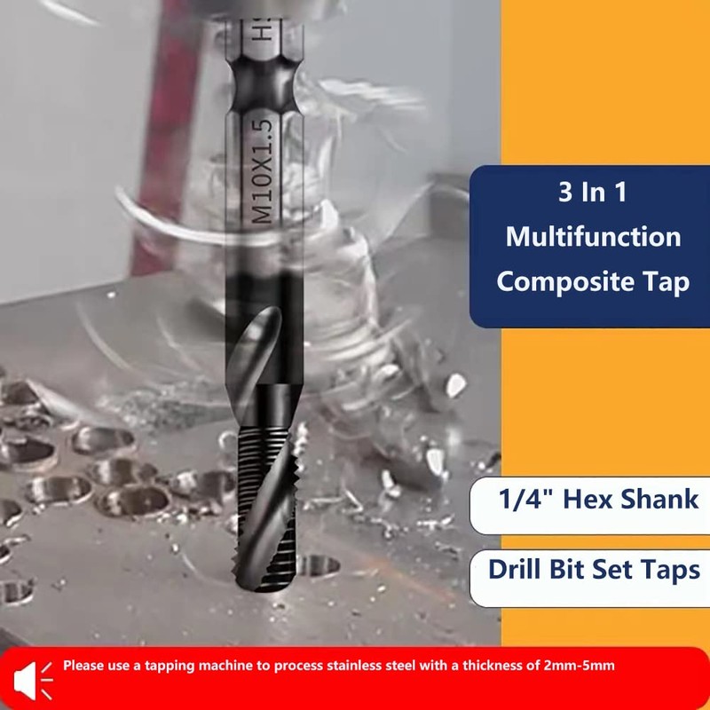 6-Piece Combination Drill Bit Set, HSS Bit Set, 3-in-1 Drill