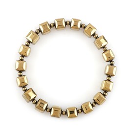 GEMKORA Golden Hematite Beaded Crystals Bracelet, Chakra Energy Healing Gemstone, Stretchable Elastic Men & Women Bracelet (free-size)