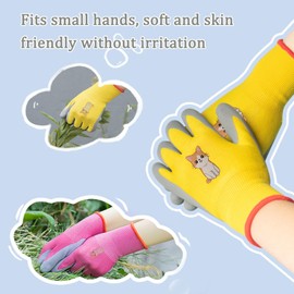 CubePlug Girls and Boys 3 Pairs Kids Gardening Gloves for Age 4-11, Non-Slip Work Gloves, Kids Gardening Work Gloves,Foam Rubber Coated Gardening and Work Gloves (Orange+Yellow+Pink, Age(4-5))