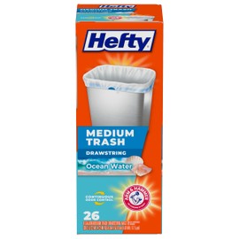 Hefty Medium Trash Bags, Ocean Water Scent, 8 Gallon, 26 Count