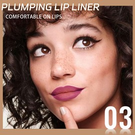 JUAAZIN Medium Violet Red Matte Lip Liner Pencil, Plump Lip Liners Long-Lasting Creamy Formula, With Silicone Smudger for Define Contours & Sculpting Lip, Waterproof Non-Staining Crayon Lip Liner 03#
