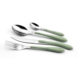 Amefa Bistro 1-2-3 Cutlery Set for 6 People 18/0 Stainless Steel with Plastic Handle in Trendy Colour Water Green 24-Piece Set