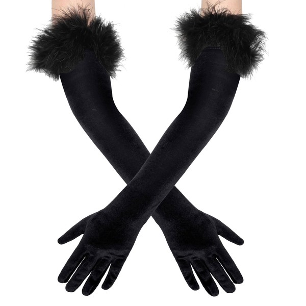 EUPSIIU Long Gloves Satin Elbow Gloves Women 1920s Style Long