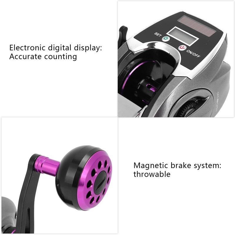 Solar Digital Display Fishing Reel Casting Wheel Rechargeable Single Rocker