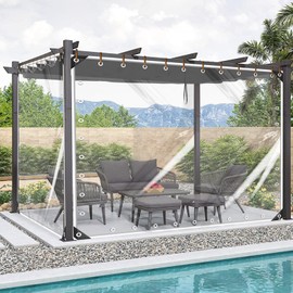 FoundGo Heavy Duty Clear Vinyl Tarp 12′×16′ Outdoor Vinyl Curtains for Patio Transparent Tarps with Grommets, Porch Enclosure Panels, UV & Tear Resistant
