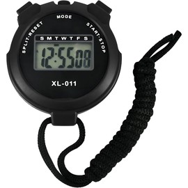 Digital Sports Stopwatch Timer Stopwatch Large Display Interval Training Timer Outdoor Split Stop Watch Lap Timer Digital Calendar Alarm Clock Referee Watch for Training Swimming Running (black)