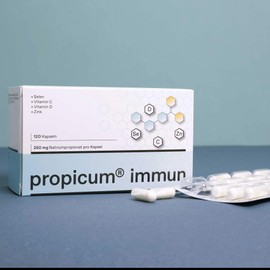 Propicum immun Kapseln | Nahrungsergänzungsmittel mit Propionsäure + Vitamin C + Vitamin D + Zink + Selen | Monatspackung mit 120 Kapseln