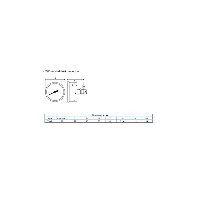 Manometer Glycerine Axial Connection Stainless Steel IP65 63 mm with