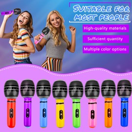 Feradny 80 Pack Inflatable Microphones Bulk Large Blow up Microphone Inflatable Microphone Pretend Play Microphone Inflates for Birthday 80s 90s Musical Concert Party Supplies